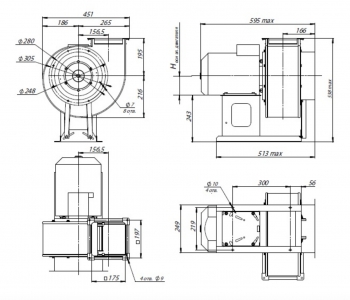 Вентилятор радиальный ВЦ 14-46 (ВР-280-46) №2,5 (2,2кВт/3000об) Среднего давления